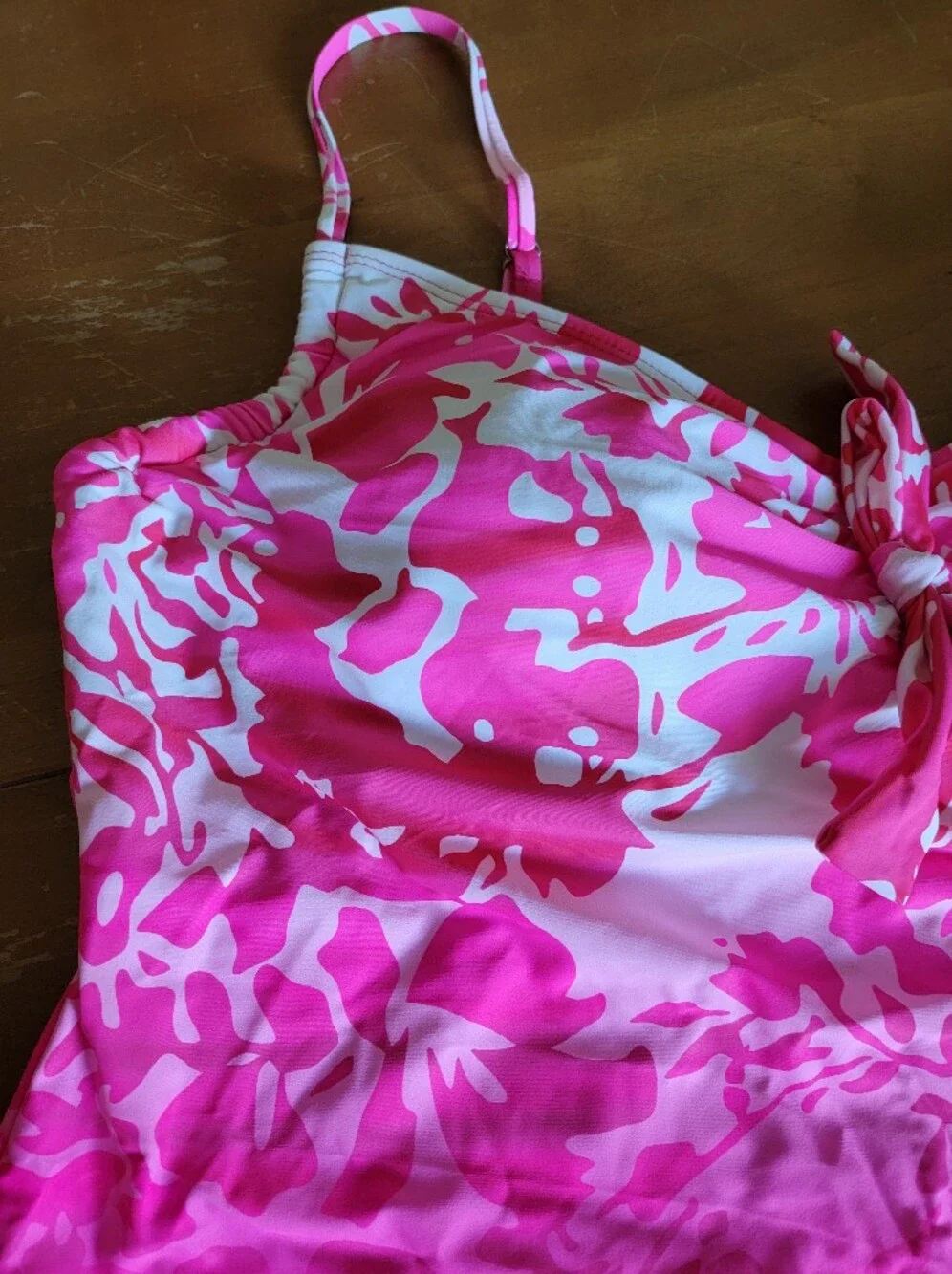 Plus Size Floral Pink Tie-Front Tankini Top & Skirt Swim Set